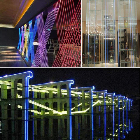 AKEPO PMMA side-glow fiber optic cable, 1.5mm×5m, decorative interior lighting for walls and cabinets.