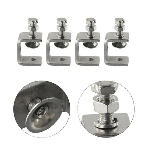 Set Of Four Heavy Duty Stainless Steel C Clamps For Small Desks And Workbenches Built To Last For Woodworking Welding And Construction Projects
