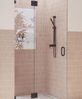 Frameless Shower Door Hinge With Enduroshield Glass Coating, 78 x 40.75 Inch Enclosure, Polished Brass Finish, Heavy Duty Shower Hardware For Modern Bathrooms, Easy Install For Glass Doors, black hinge on glass shower door