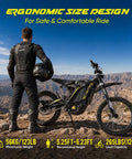 Heavy Duty 16000 Watt Electric Dirt Bike For Adults, Real 72 Volt 40 Amp with rider atop rocky terrain.
