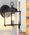 Heavy Duty Outdoor Wall Lanterns Waterproof Exterior Sconces With Beveled Glass in rain, black metal, clear light, front door use.
