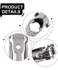 Close-up of stainless steel T Pipe Clamps For Rails Shelves Fences And Kennels Provide Rust Resistant Stainless Steel Support