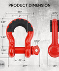 Beefy Two Pack D Ring Shackle 7/8 Inch Screw Pin 57,000 Lbs Break Strength dimensions with isolator washers