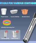 Handheld Camping Shower With Quick Immersion Heating And 6000mAh Rechargeable Grip Featuring Bright Digital Display for various containers.
