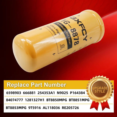 Beefed Up Heavy Duty Hydraulic Filter Replacement 1G-8878 for Bobcat Skid Steer Excavator in yellow with part numbers