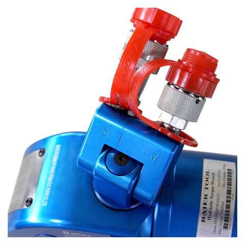 Top view of Industrial Grade Hydraulic Torque Wrench 3/4 Inch Square Drive showing 360 swivel fittings and durable build.