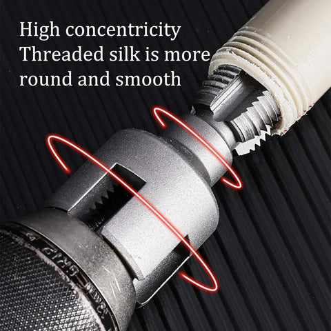Close-up of All In One Pipe Threading Tool Kit For One Half And Three Quarter Inch PVC Water Pipes Internal And External Threading