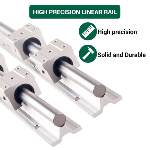 Two Piece 600mm SBR12 Linear Rail Kit With Four SBR12UU Blocks For DIY CNC Routers Lathes And Mills Including 16 Screws Handles And Wrench