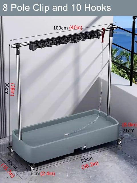 Must-Have All In One Cleaning Tool Cart and Organizer for Home, Office, School, and Restaurant - 8 pole clip 10 hooks design