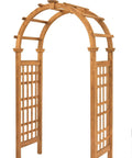 Golden Brown Cedar Arbor With Lattice To Help Climbing Plants Grow 47W X 89H Garden Trellis For Vines And Flowers Natural Wood Grain