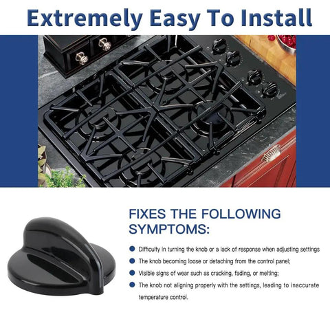 Black Gas Cooktop Knobs Set 4 Pack Burner Control Knobs Replacement For Gas Ranges And Stoves Not Universal No Fuss To Install Durable Material Check Hole Size And Stem Length Before Purchase
