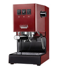Classic Pro Espresso Machine 1.3L Cherry Red For Home Baristas With Pro Grade 9 Bar Extraction 58mm Commercial Portafilter Three Way Valve Heavy Duty Steam Wand Made In Italy front view