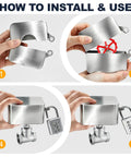 Heavy Duty Outdoor Faucet Lock For 1 To 2.95 Inch Valve Handles, Stainless Steel Water Spigot Lock To Stop Tampering And Wasting Water, Built Tough No Nonsense Security You Can Count On. installation steps for stainless steel faucet lock on outdoor valve