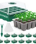 12 Pack Seed Starter Tray Set With 144 Cell Germination Trays And Humidity Adjustable Dome For No Fuss Seed Starting And Plant Germination