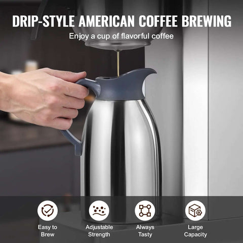 12 Cup Commercial Drip Coffee Maker With Thermal Vacuum Carafe Keeps Coffee Hot Or Cold All Day No Fuss For Restaurant Office Cafe Stainless Steel Brewer That Brews A Full Pot In About 9 Minutes