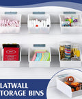 Six Pack Slatwall Bins With Hooks Set For Wall Mounted Storage showing six white bins with various accessories