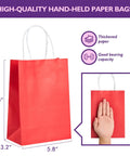 Red gift bag from 32 Pack Small Gift Bags With Handles Colorful Party Favor Bags 5.8 By 3.2 By 8.25 Inches Bulk Gift Bags