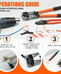 Beefed Up Battery Cable Crimping Tool Kit For Heavy Duty Automotive Wiring Includes Wire Cutter 60 Copper Lugs 60 Heat Shrink Tubing And Terminal Connectors For AWG 10 To One Zero Gauge