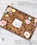 Crinkle Paper Filler For Gift Baskets Kraft 10 Lb Pack That Elevates Your Gift Game displayed with Easter decorations in a gift box