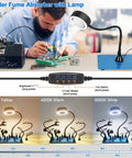 Person using Magnetic Helping Hands Soldering Third Hand Tools With Pro Grade Lighted Solder Fume Extractor And Vise Clamp PCB Holder 