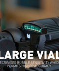 Close-up of the Next Level Precision Scope Level Bubble for Rifle Scopes 34 MM Diameter with MOA Hashmarks mounted on a rifle