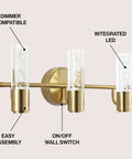 Oil Rubbed Bronze Modern Integrated LED Vanity Light Wall Sconce For Bathroom With Clear Bubble Acrylic Shade Minimalist Art Deco Style For Hallway And Entryway 4000K Warm White with clear bubble detail