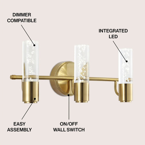Oil Rubbed Bronze Modern Integrated LED Vanity Light Wall Sconce For Bathroom With Clear Bubble Acrylic Shade Minimalist Art Deco Style For Hallway And Entryway 4000K Warm White with clear bubble detail