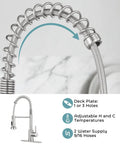 Smooth Operator Pull Down Kitchen Faucet With Brushed Nickel Finish, detailed 360 swivel spout and adjustable temperature settings.