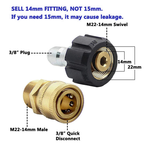 Xiny Tool pressure washer adapter set with brass M22 swivel to 3/8" quick-connect, 8-pack