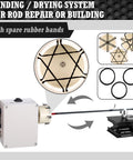 Pro Grade 15 Piece Fishing Rod Repair Kit With Slick Wrapping Machine And Winding Tools built tough, includes drying system with rubber bands.