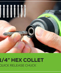 Inserting drill bit into the Power Through Anything 24V Brushless Cordless Impact Driver Kit With 1950 In-Lbs Torque, 1/4 in hex.