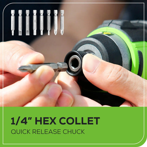 Inserting drill bit into the Power Through Anything 24V Brushless Cordless Impact Driver Kit With 1950 In-Lbs Torque, 1/4 in hex.