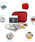 WNL AED Practi-TRAINER Essentials training bundle with base unit, red carrying case, pads, batteries, connectors