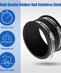 Six Pack 4 Inch Dust Control Flex Cuffs With Stainless Steel Hose Clamps, rubber construction, side view