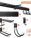 Components of 64 Inch Adjustable Garage Tool Organizer Wall Mounted Storage System With 10 Hooks Heavy Duty Steel Garden Tool Holder layout