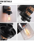 Details of One Light Rustic Wall Sconce For Bathroom And Hallway With Metal Wood Grain Vanity Light And Glass Shade Handmade Farmhouse