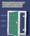 No Fuss Flush Mount Fire Rated Hidden Access Door Kit Featuring Paintable Gypsum Surface And Built Tough Aluminum Frame, open view showing moisture-proof gypsum board.