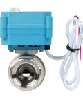 Motorized Ball Valve IP67 Waterproof Outdoor Ready 1 Inch Stainless Steel Full Port Valve With Protective Cover front view