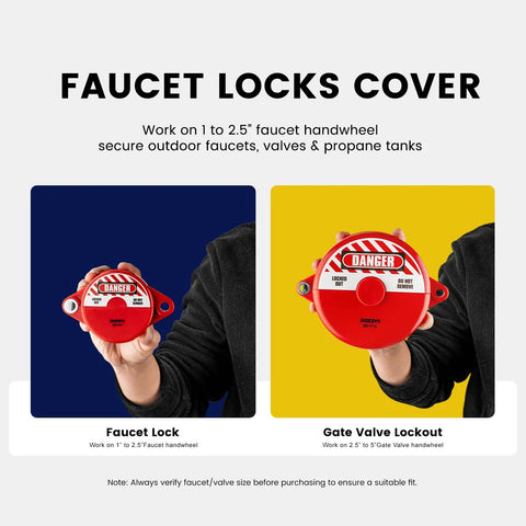 Red ABS Gate Valve Lockout With Padlock For Two Point Five To Five Inch Handles heavy duty lockout tagout kit for faucets and valves