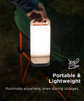 Man holding Solar Camping Lantern With 6000mAh Rechargeable Battery Up To 80 Hours Of Light Dimmable Night Lamp outdoors