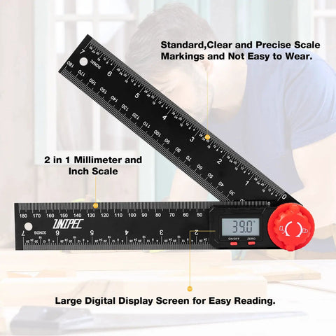 Digital Angle Finder Protractor Ruler 7 Inch 200mm Angle Measuring Tool Easy Grip Design showing clear scale markings and digital display.
