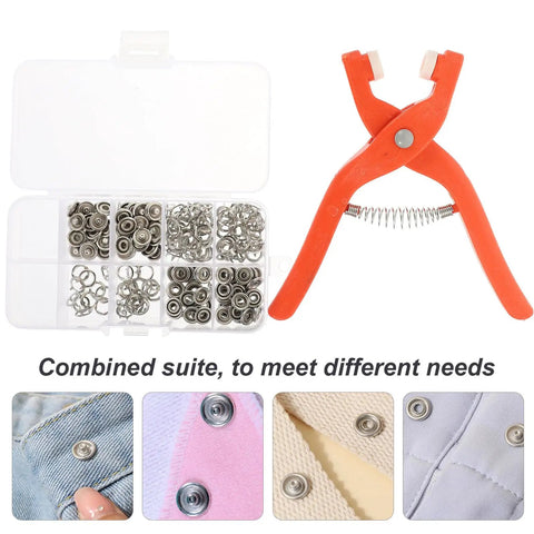 Snap Button Installation Tool Kit With Storage Box For Press Fasteners, Pro-Grade Five-Claw Snap Plier Set With Open-Ring Snaps, for jeans and bags