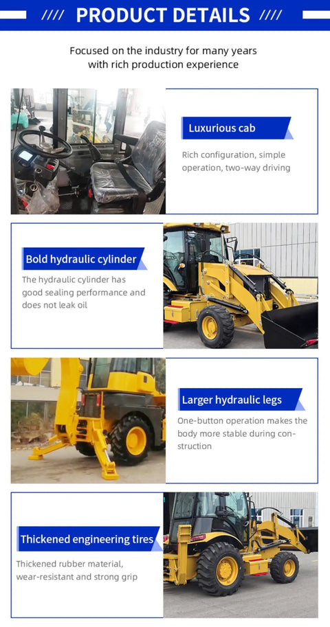All Terrain 4WD Backhoe Loader Built Tough With Heavy Duty Hydraulic System For Landscaping Construction And Farm Jobs