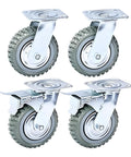 Heavy Duty Plate Casters Set 6 Inch Swivel Wheels With Brake Anti Skid 360 Degree Ball Bearing Castors Four Pack All Swivel Two With Brake Two Without Ideal For Carts Trolleys And Industrial Equipment