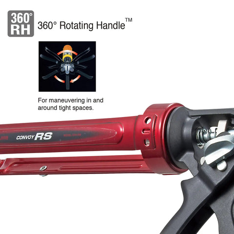 Image showing 360-degree rotating handle of Caulking Tool Dual Thrust Caulk Gun For One Tenth Gallon Ten Ounce with Auto Flow Stop.