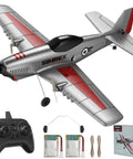 P51 Foam Glider RC Plane for Kids and Beginners with 2.4GHz 3-Channel Remote, accessories, and packaging displayed