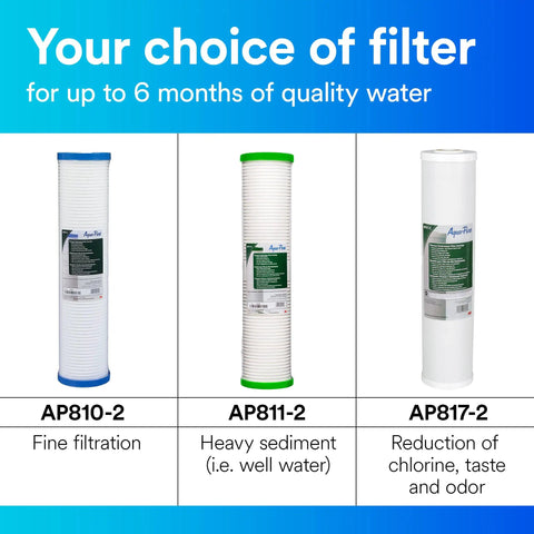 AP811-2 filter cartridge for heavy sediment, 25 micron, chlorine reduction, part of the Large Sump Drop In Filter Cartridge line.