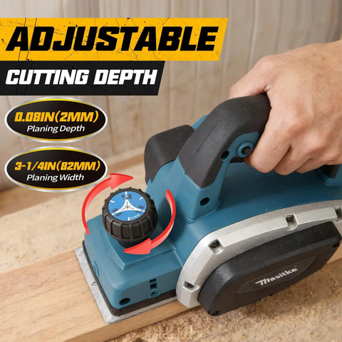 Three And One Quarter Inch Electric Hand Planer 16000RPM high power handheld planer with adjustable 0 to 2MM cutting depth in use