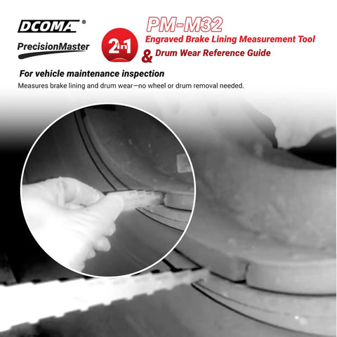 Compact Mini Tech Gauge For Easy 32nds Brake Pad Thickness Checks, Heavy Duty Stainless Steel 2 In 1 Tool Measures Drum Wear And Lining Life, Quick No Wheel Removal Setup Ready For Tight Squeezes In Cars Trucks And Suvs