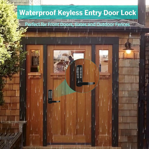 Keyless Entry Door Lock With Handle Mechanical Keypad Door Lock Digital Combination Front Door Lock For Outdoor Gates Waterproof Weatherproof Auto Lock Normal Open 100 Percent Mechanical No Batteries Needed